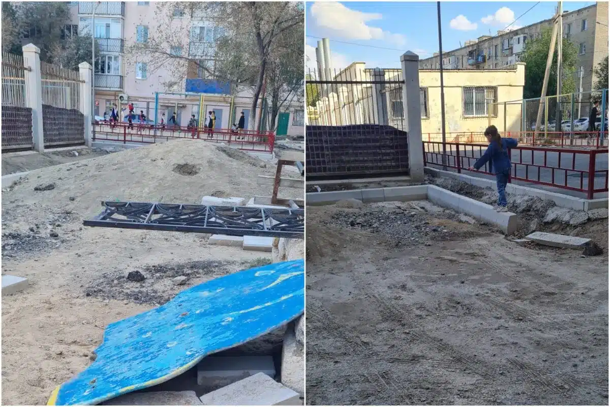 Реконструкция двора затянулась в Атырау