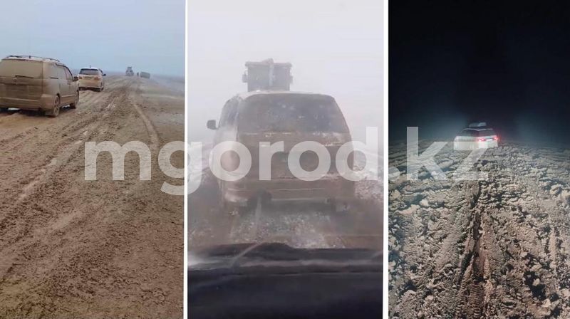 В ЗКО восемь сельчан остались ночевать на трассе из-за разбитой дороги